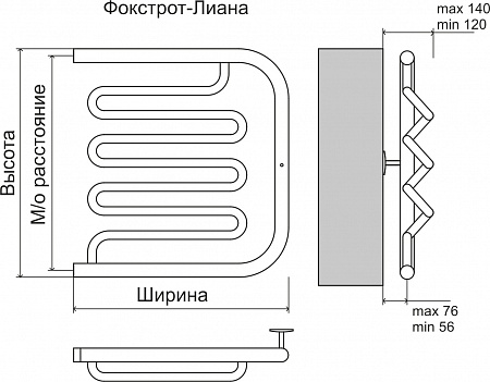 Фокстрот-Лиана AISI 500х500 Полотенцесушитель  TERMINUS Рязань - фото 3