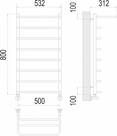 Полка П8 500х800  Полотенцесушитель  TERMINUS Рязань - фото 3