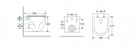 Подвесной унитаз безободковый Terminus Енисей Monolit 560х390 белый Рязань - фото 8
