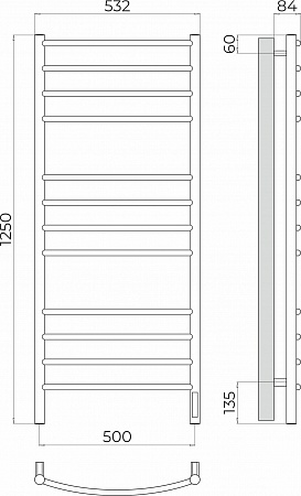 Классик П12 500х1250 Электро (quick touch) Полотенцесушитель TERMINUS Рязань - фото 3