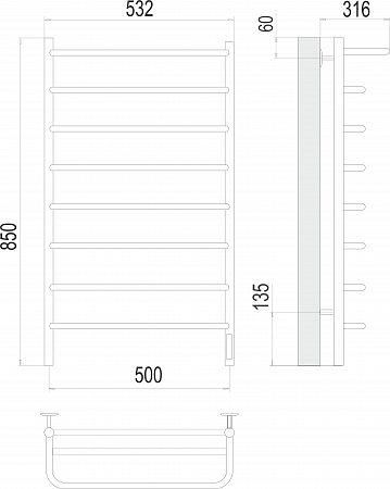 Полка П8 500х850 Электро (quick touch) Полотенцесушитель  TERMINUS Рязань - фото 3