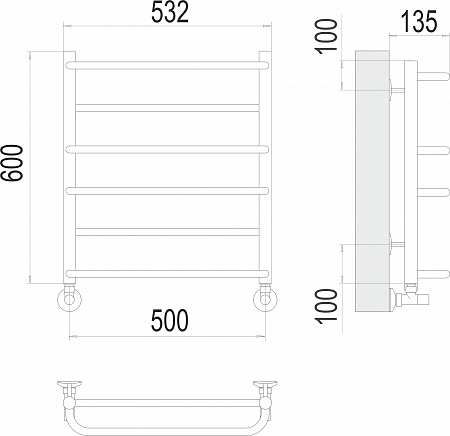 Евромикс П6 500х600 Полотенцесушитель  TERMINUS Рязань - фото 3