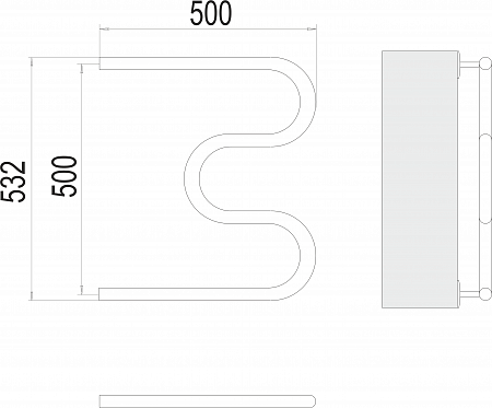 М-обр AISI 32х2 500х500 Полотенцесушитель  TERMINUS Рязань - фото 3