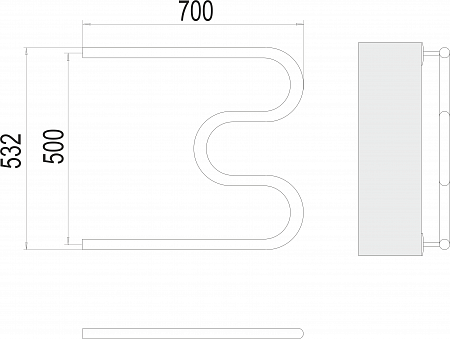 М-обр AISI 32х2 500х700 Полотенцесушитель  TERMINUS Рязань - фото 3