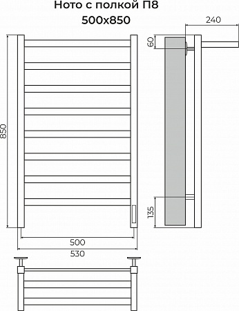 Ното с/п П8 500х850 Электро (quick touch) Полотенцесушитель TERMINUS Рязань - фото 3