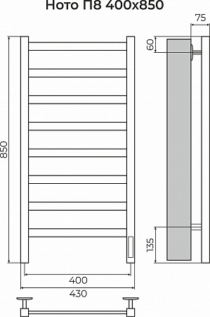 Ното П8 400х850 Электро (quick touch) Полотенцесушитель TERMINUS Рязань - фото 3