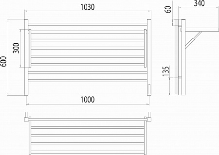 Горизонт П8 1000х600 электро КС ЧЕРНЫЙ МУАР (sensor quick touch) Полотенцесушитель TERMINUS Рязань - фото 5